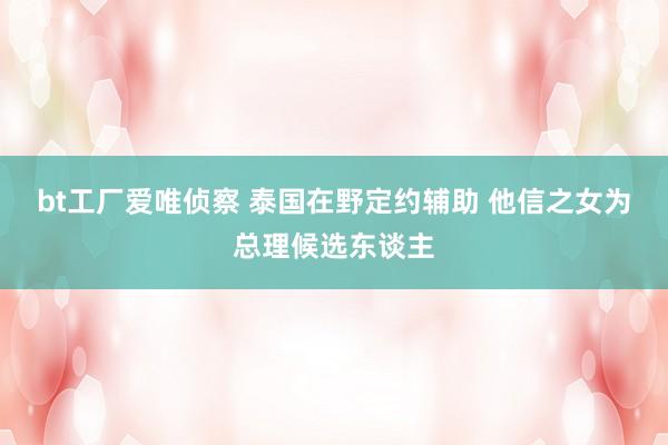 bt工厂爱唯侦察 泰国在野定约辅助 他信之女为总理候选东谈主