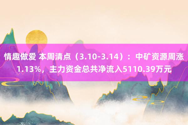 情趣做爱 本周清点（3.10-3.14）：中矿资源周涨1.13%，主力资金总共净流入5110.39万元