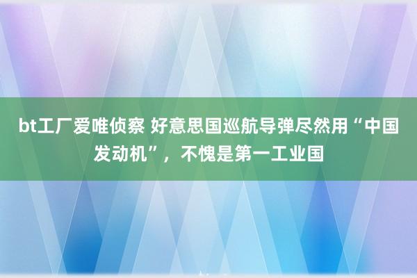 bt工厂爱唯侦察 好意思国巡航导弹尽然用“中国发动机”，不愧是第一工业国