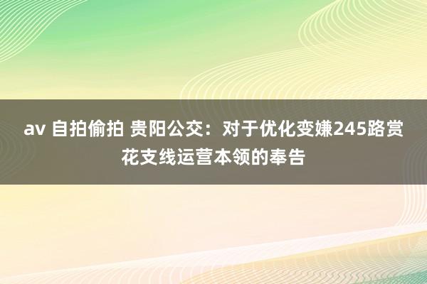 av 自拍偷拍 贵阳公交：对于优化变嫌245路赏花支线运营本领的奉告