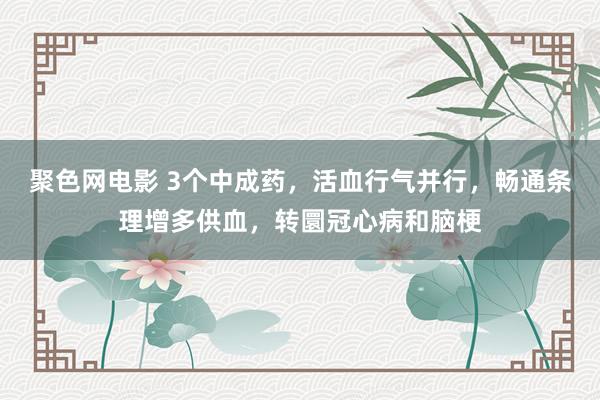 聚色网电影 3个中成药，活血行气并行，畅通条理增多供血，转圜冠心病和脑梗